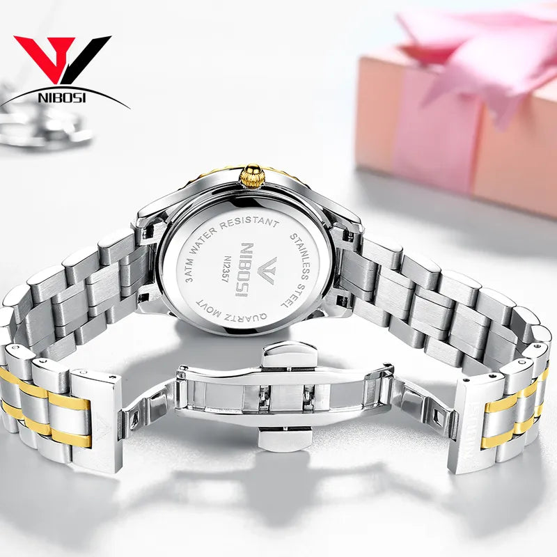 NIBOSI Women's Luxury Gold Stainless Steel Watch - 2357