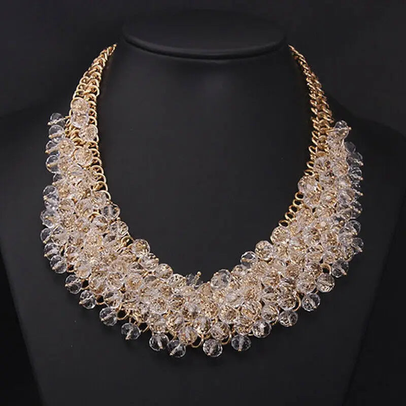 New Statement Necklace Chunky Choker Crystal Fashion Women Chain Collar Bibs Bohemian Rhinestone Pendant Necklaces Jewelry Gifts