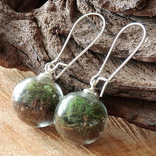 2 Pairs Glass Globe Dandelion Seed Earrings, 16MM