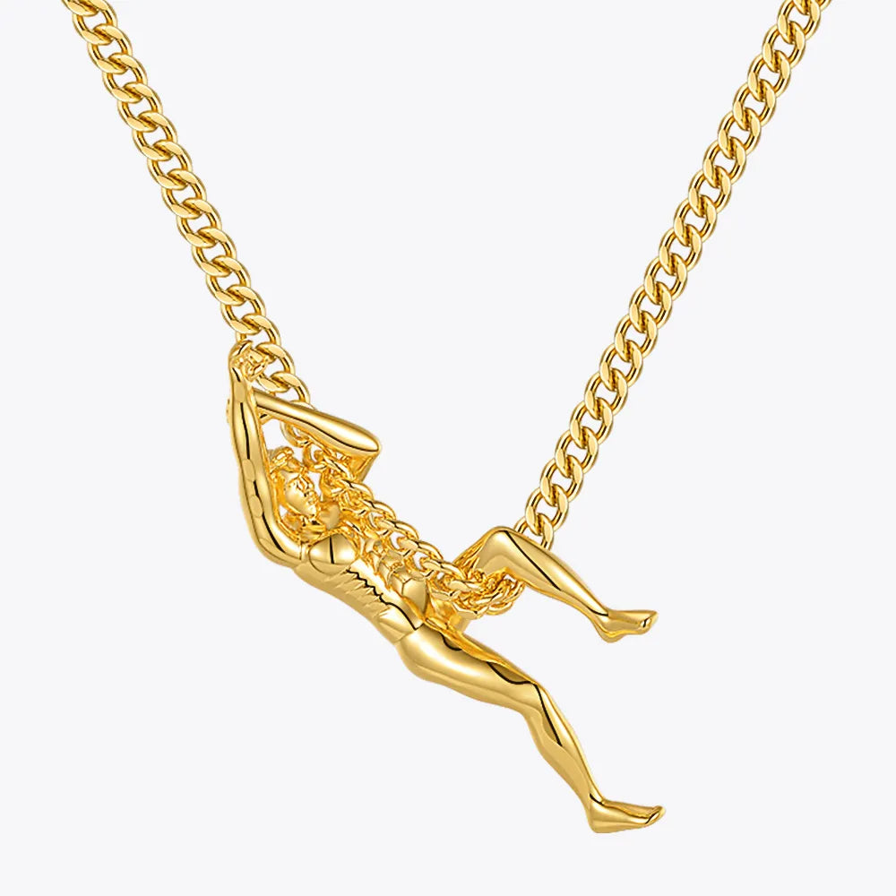 ENFASHION Gold Athlete Human Body Pendant Necklace