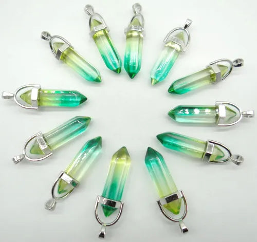natural stone Quartz Crystal lapis Turquoises tiger eye Opal Hexagonal charm Pendants for diy Jewelry Necklaces Accessories24PC