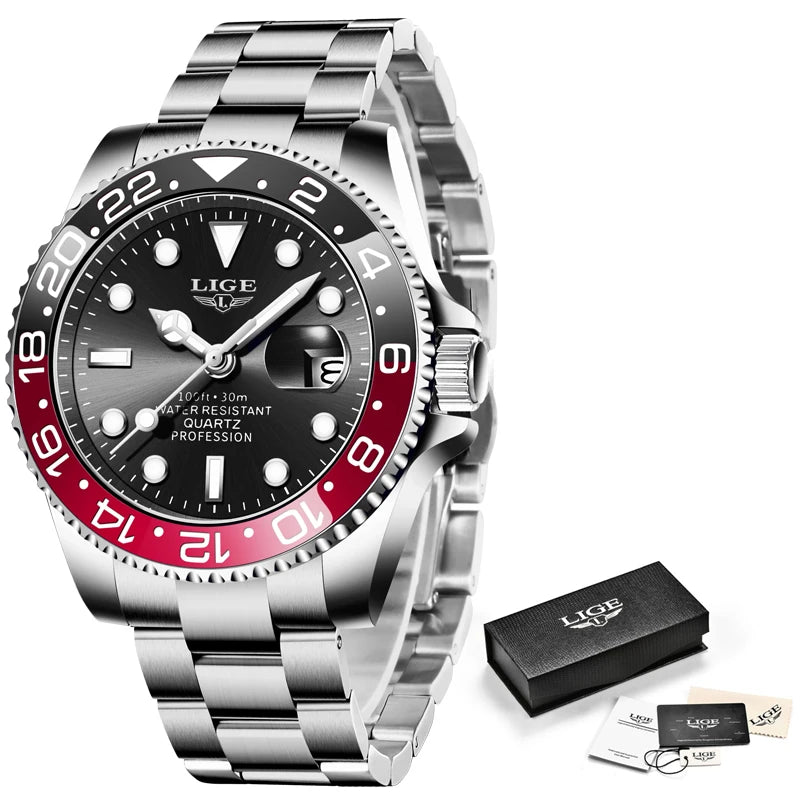 LIGE Luxury Stainless Steel Date Quartz Watch - LIGE 10051