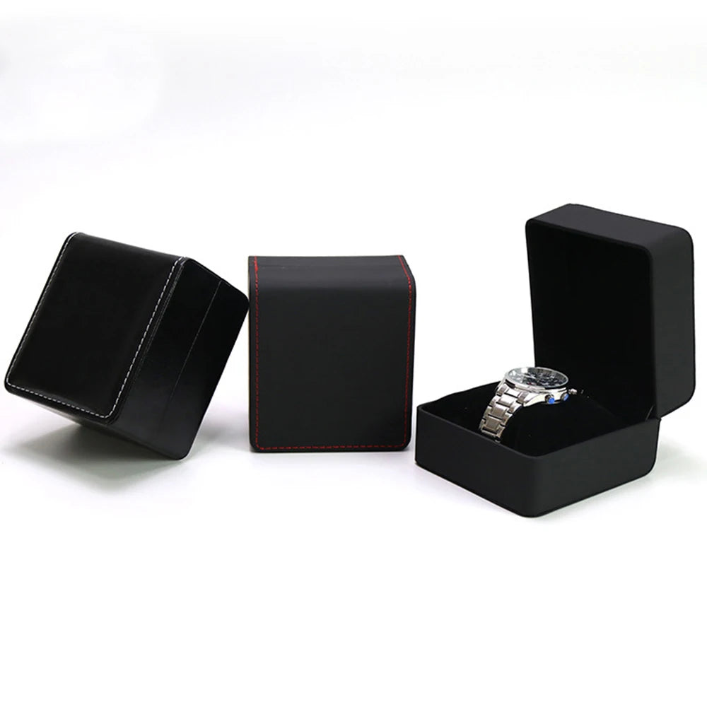 Luxury PU Leather Watch Box - Black Jewelry Storage Organizer