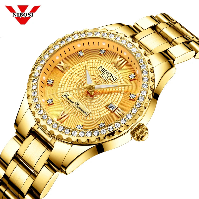 NIBOSI Women's Luxury Gold Stainless Steel Watch - 2357