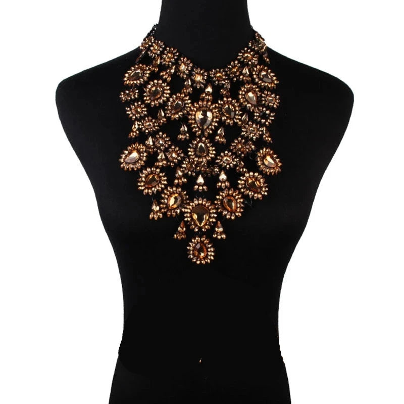 Multilayer Rhinestone Chunky Chain Crystal Choker Necklace