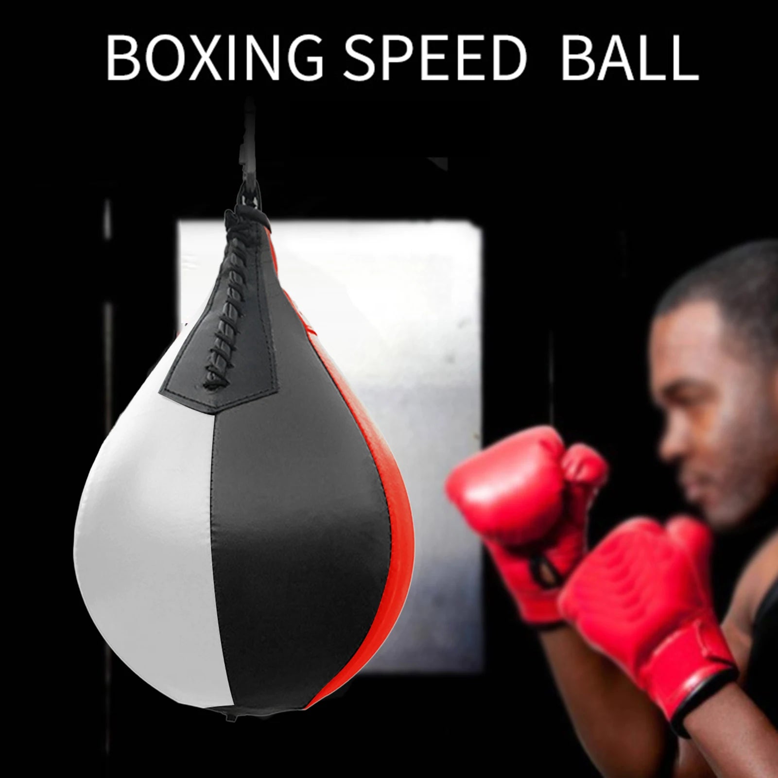 High Quality PU Pear-shaped Boxing Speed Ball Leather Hanging Punching Bag For Thai Fitness