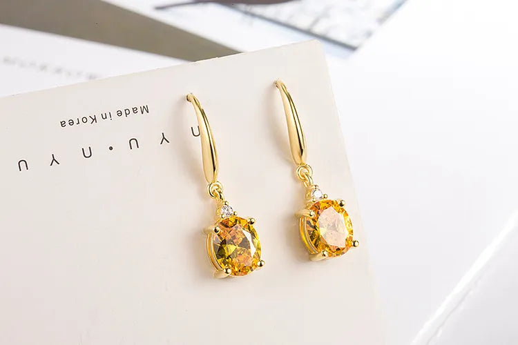 DIWENFU 14K Yellow Gold Topaz Drop Earrings for Women