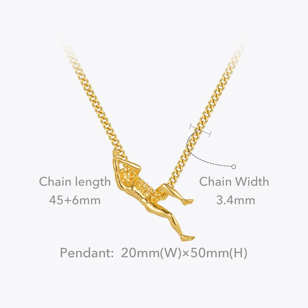 ENFASHION Gold Athlete Human Body Pendant Necklace