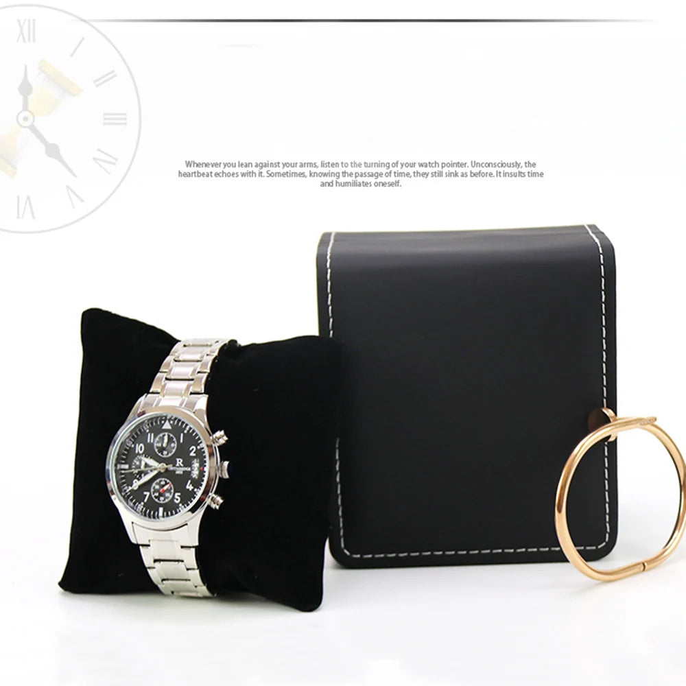 Luxury PU Leather Watch Box - Black Jewelry Storage Organizer