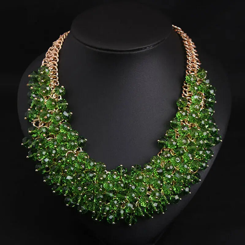 New Statement Necklace Chunky Choker Crystal Fashion Women Chain Collar Bibs Bohemian Rhinestone Pendant Necklaces Jewelry Gifts