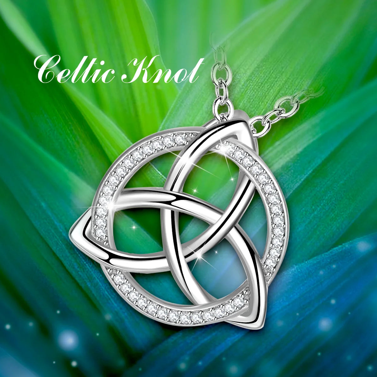 EUDORA 925 Silver Irish Celtic Knot Pendant Necklace C202