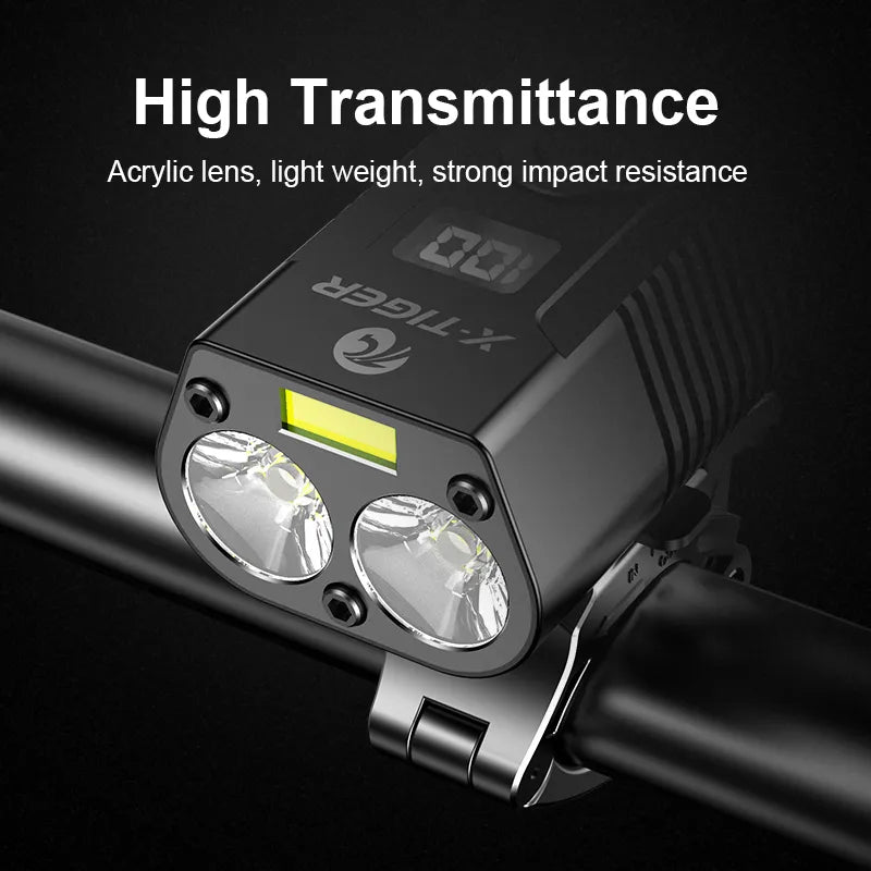 X-Tiger Bike Light Headlight Bicycle Lamp With Power Bank Rechargeable LED 5200mAh MTB Bicycle Light Flashlight Bike Accessories