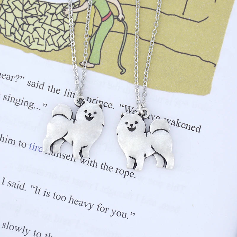 10 Vintage Samoyed & Alaskan Malamute Dog Pendant Necklaces with Stainless Steel Chain