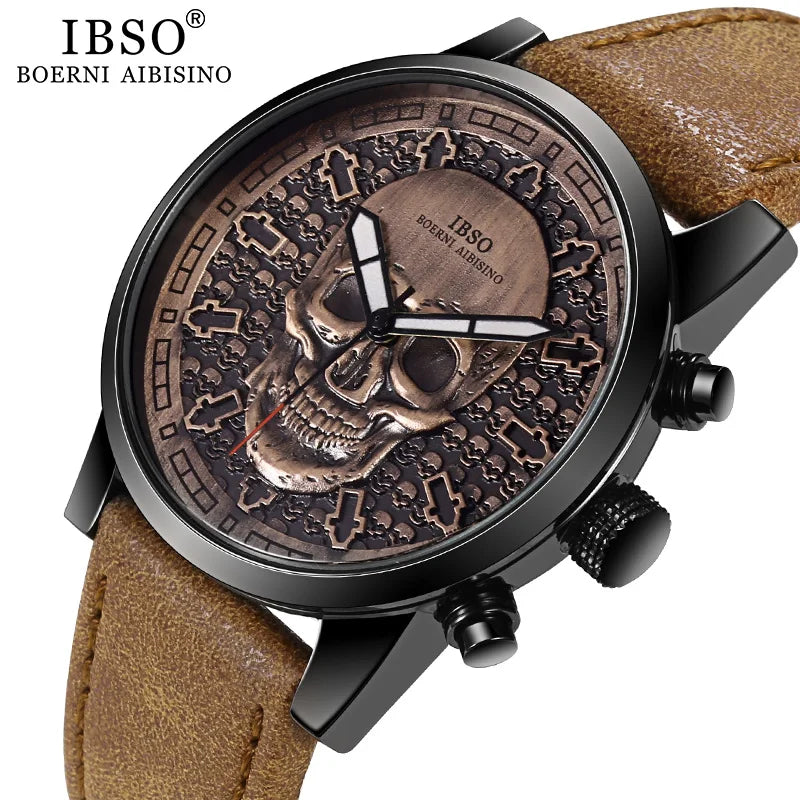 IBSO Men's Skull Gothic Quartz Watch - 3631