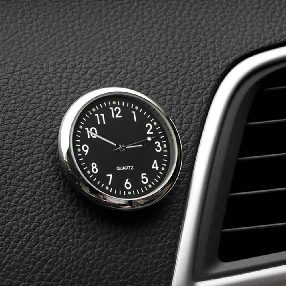 Car Clock Luminous Mini Automobiles Internal Stick-On Digital Watch Mechanics Quartz Clocks Auto Ornament 40mm 43mm