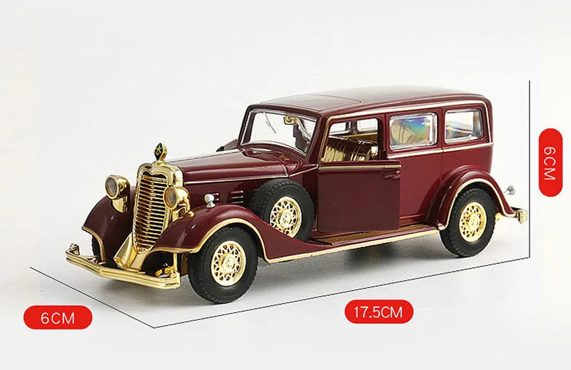 1/32 Alloy Emperor Retro Classic Vehicle Toy Cars Pull Back Light Sound Die Cast Model Car Toys