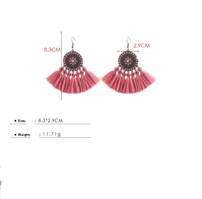 Exknl Fringed Long Tassel Bohemian Earrings for Women