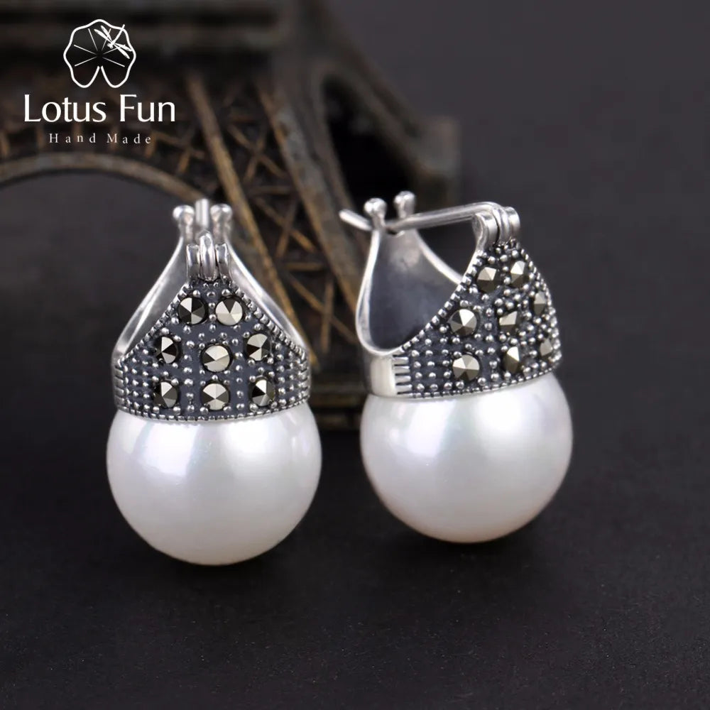 Lotus Fun 925 Silver Crystal Gem Tassel Drop Earrings