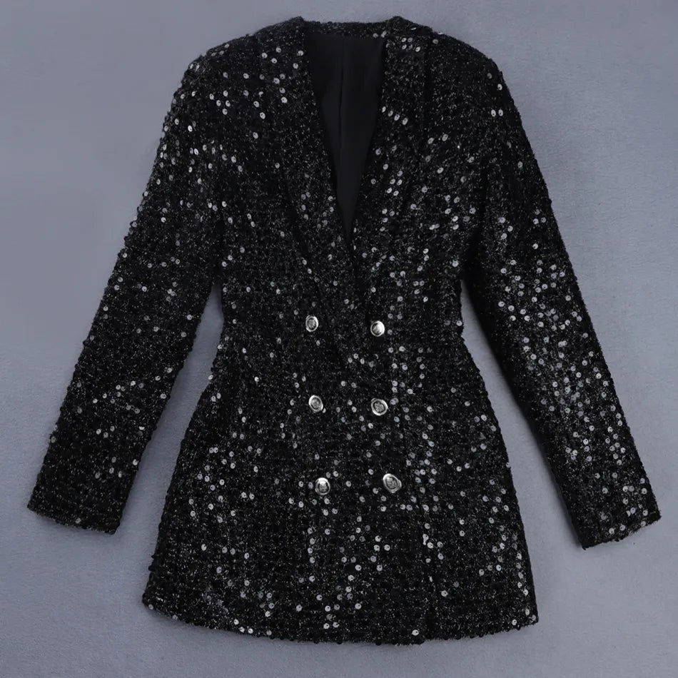 high-quality-fashion-2021-designer-blazer-women-double-lion-buttons-shawl-collar-glitter-sequined-long-runway-black-blazers