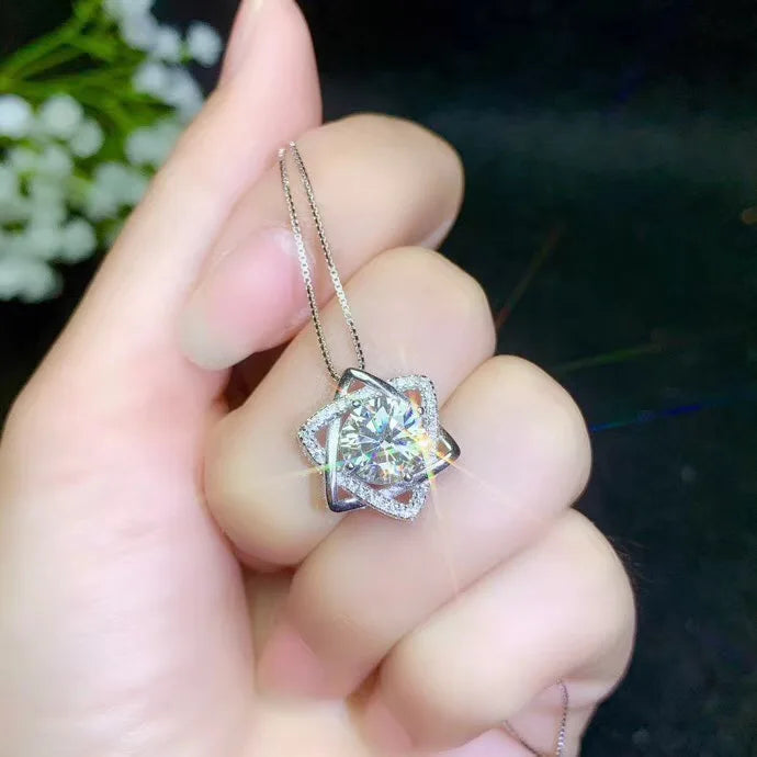 2ct Moissanite Necklace, 925 Silver