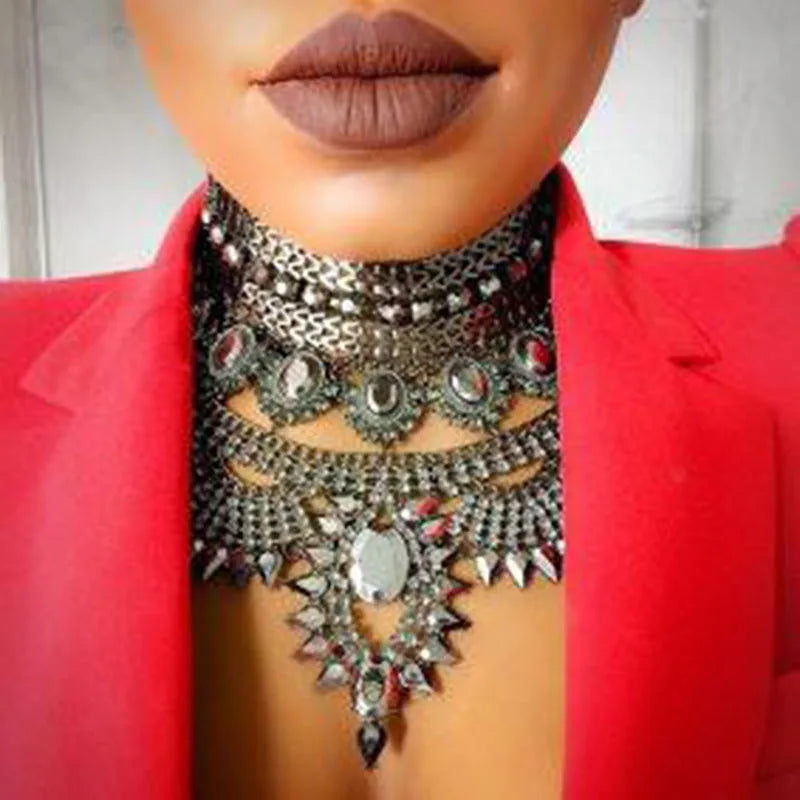 Miwens 2020 Collar  Necklaces Pendants Vintage Crystal Maxi Choker Statement Silver Color Collier Necklace Boho Women Jewelry