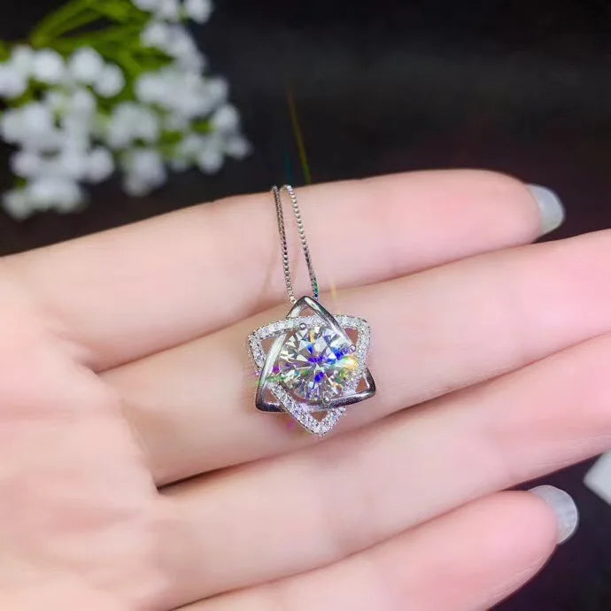 2ct Moissanite Necklace, 925 Silver