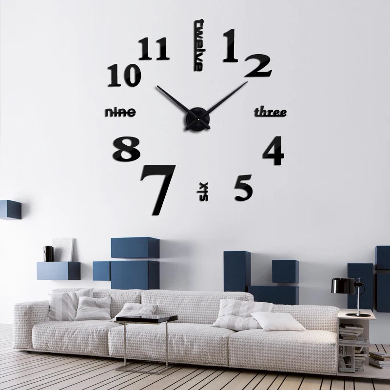 new fashion diy acrylic mirror wall clock europe 3d big quartz watch still life clocks living room home decoration stickers