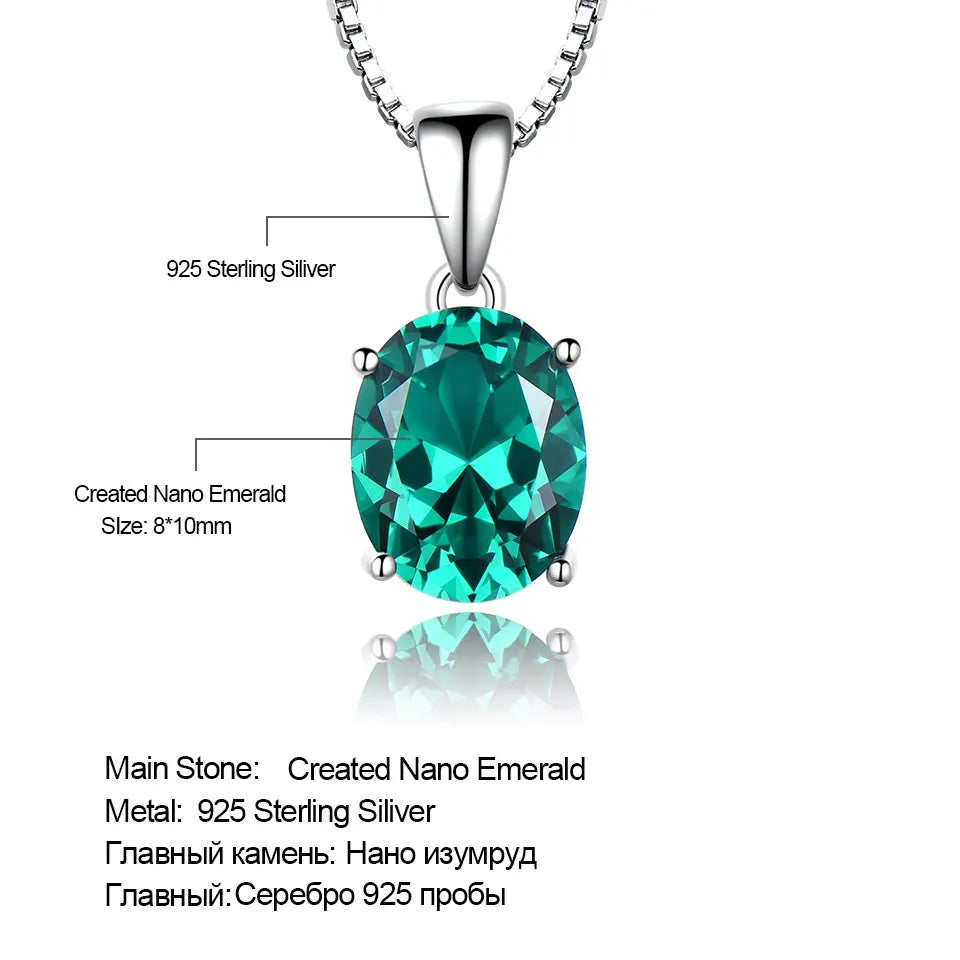UMCHO Oval Cut Green Emerald Engagement Pendants Necklaces for Women Halo May Birthstone Jewelry Dainty Bridal Wedding Pendant