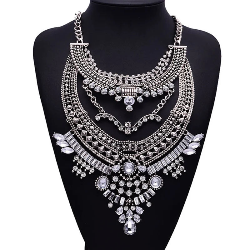 Miwens 2020 Collar  Necklaces Pendants Vintage Crystal Maxi Choker Statement Silver Color Collier Necklace Boho Women Jewelry