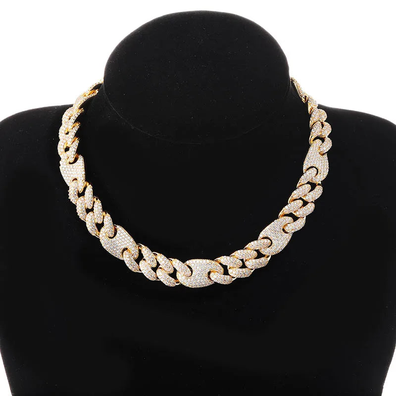 TOPGRILLZ 16mm Miami New Box Clasp Cuban Link Chain Gold Silver Color Necklace Iced Out Cubic Zirconia Bling Hip hop Jewelry