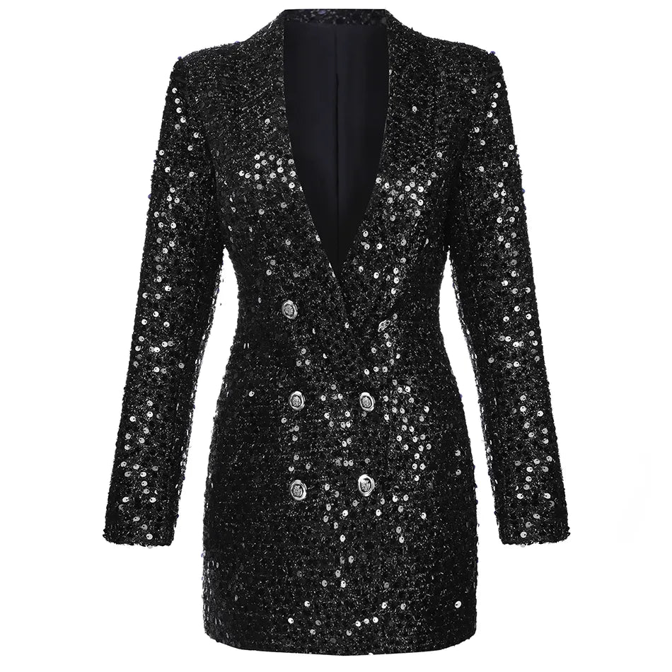 high-quality-fashion-2021-designer-blazer-women-double-lion-buttons-shawl-collar-glitter-sequined-long-runway-black-blazers
