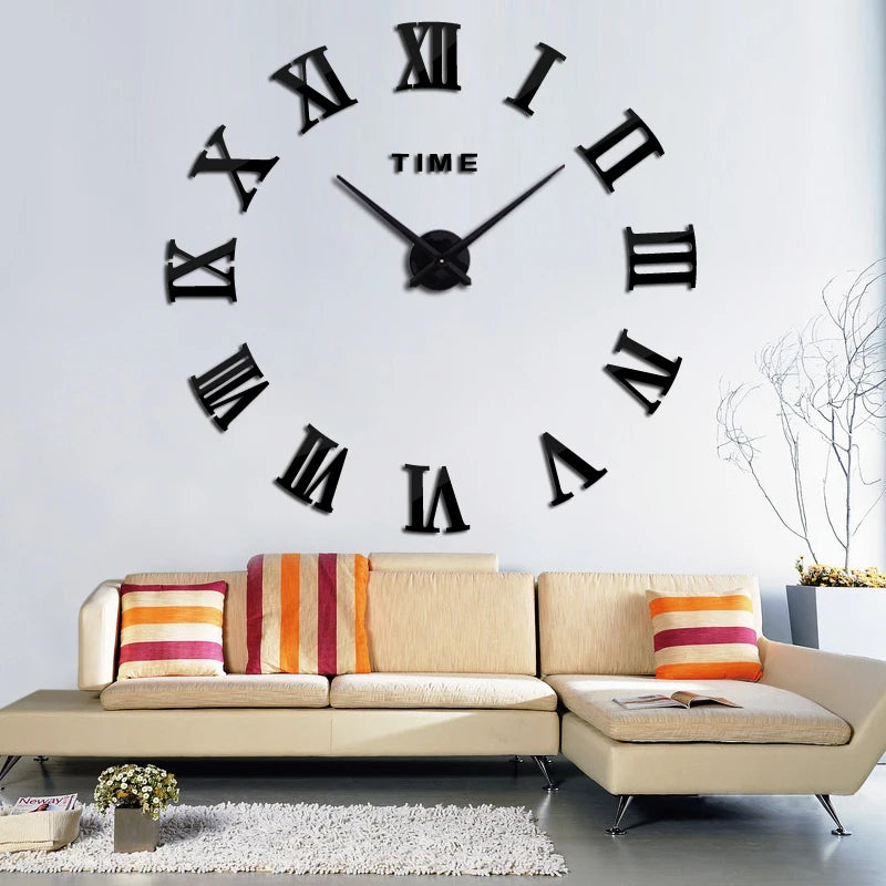 New creative large acrylic mirror wall clock diy quartz watch Single Face clocks modern home decoration living room stickers