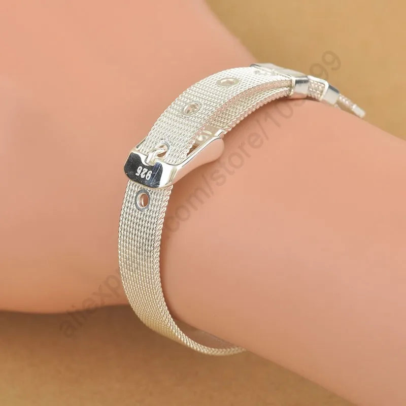 925 Silver Belt Design Bracelet, Two Sizes