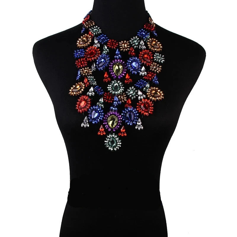 Multilayer Rhinestone Chunky Chain Crystal Choker Necklace