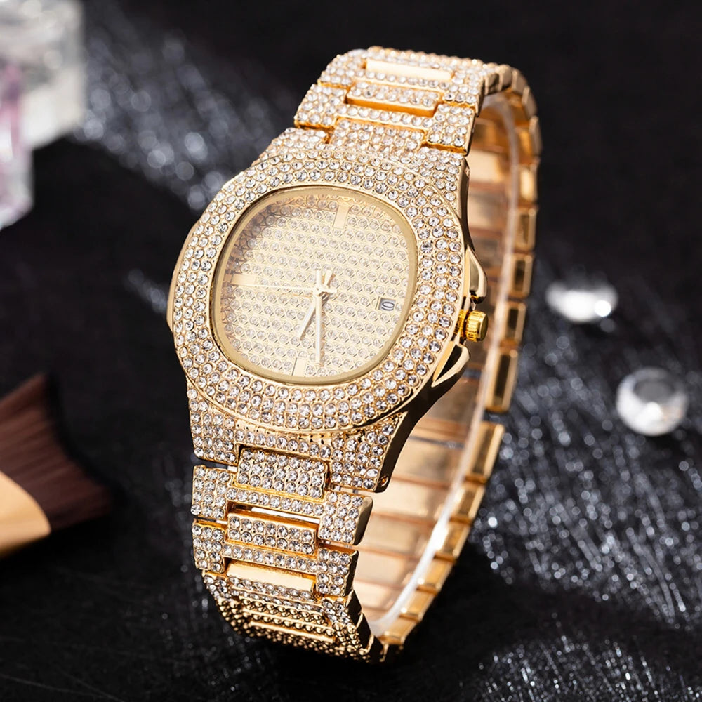 Luxury Women’s Gold Watch Set with Necklace, Bracelet, and Butterfly Jewelry (4pcs)