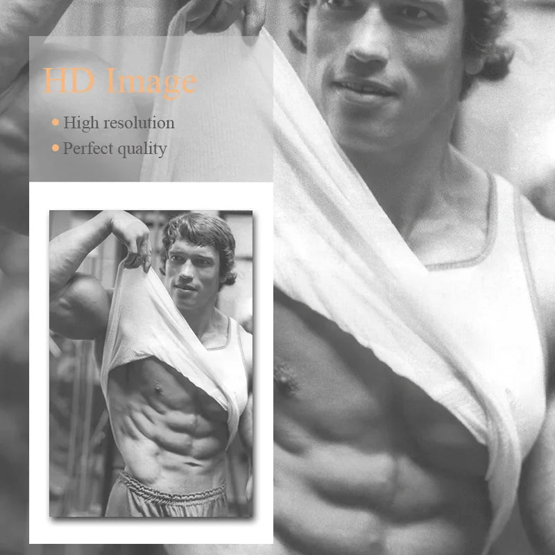 Arnold Schwarzenegger Bodybuilding Vintage Poster Canvas Art Print Black White Painting Gym Picture Modern Home Room Decoration