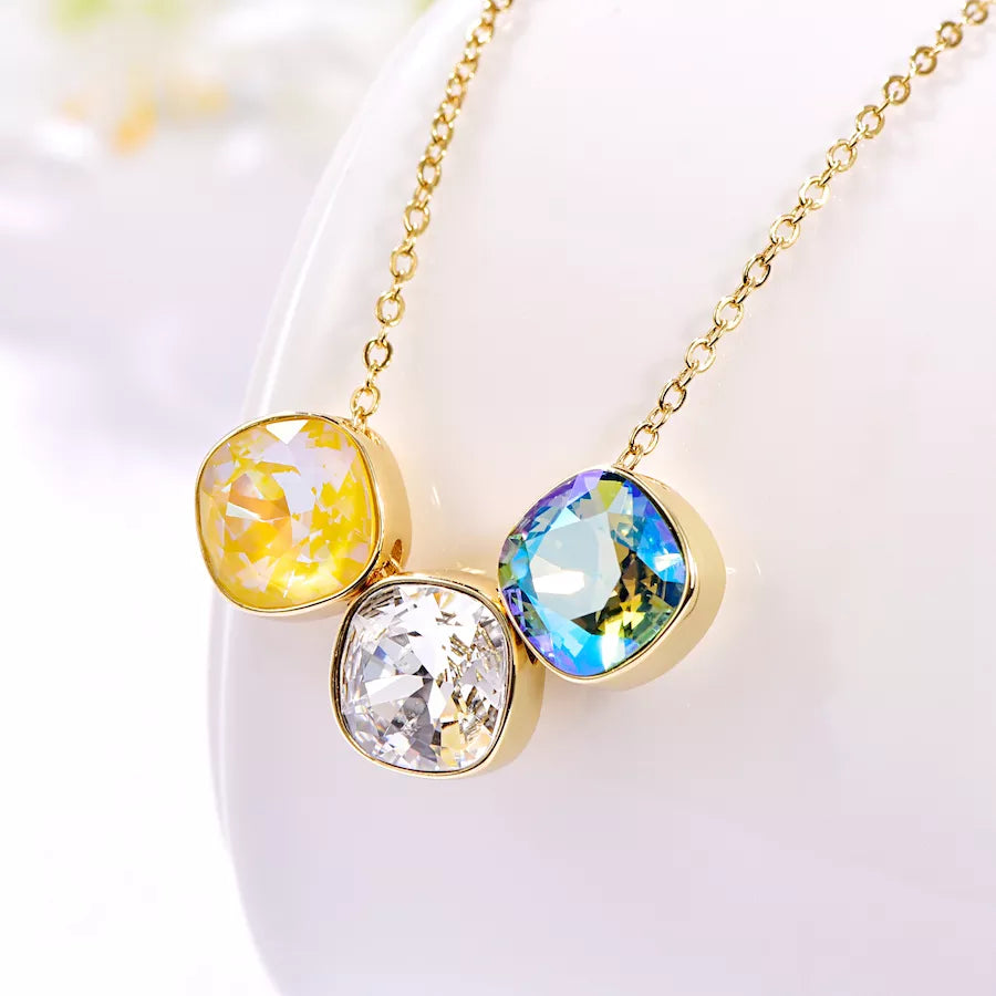 Austrian Crystal Pendant Necklace with Colorful Beads