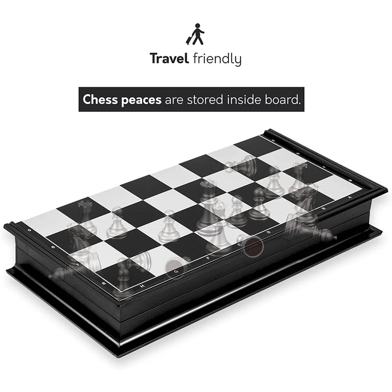 New 36cm*36cm Magnetic Metal Folding Chess Set Felted Game Board Interior Storage Adult Kids Gift Family Game Chess Board