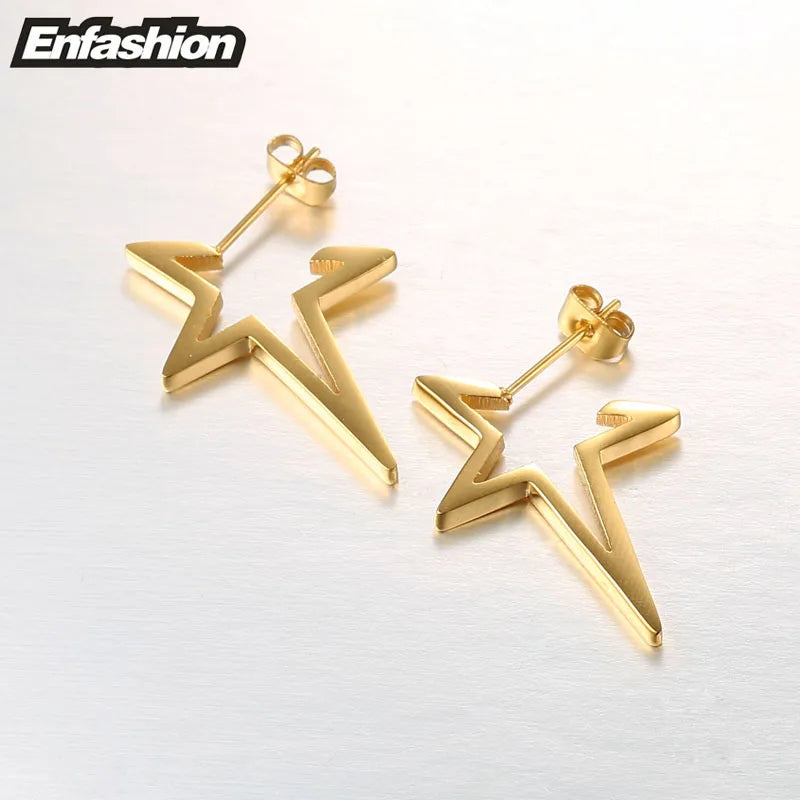 Enfashion Star Rose Gold Stainless Steel Stud Earrings