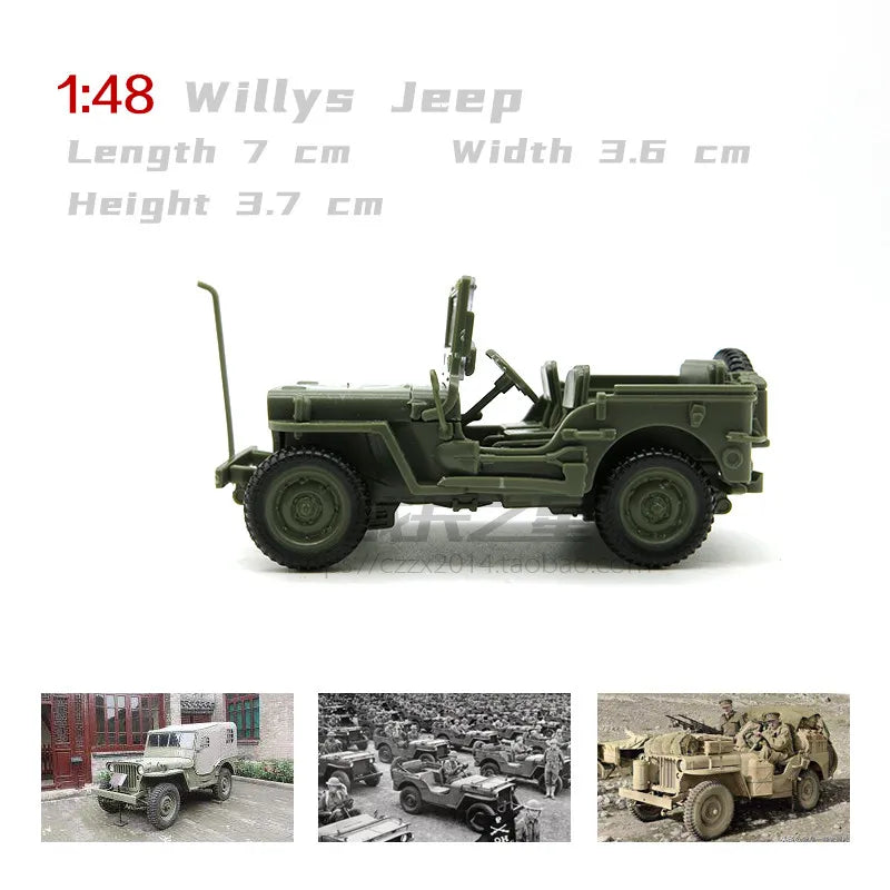 ww2 1/48 US Army Willys Jeep Model SUV Assembling Model Toys Old-fashioned Off-road Vehicle Models Toy Cars Boy's Gift