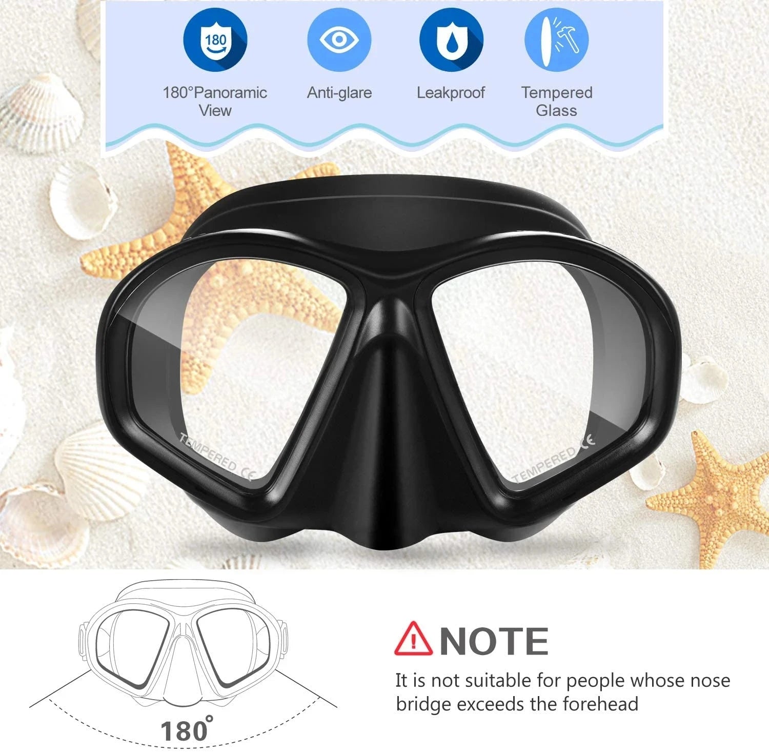 Mirror Lens Snorkeling Mask Professional Scuba Diving Set Anti-Fog Goggles Glasses Swimming Fishing Pool Equipment