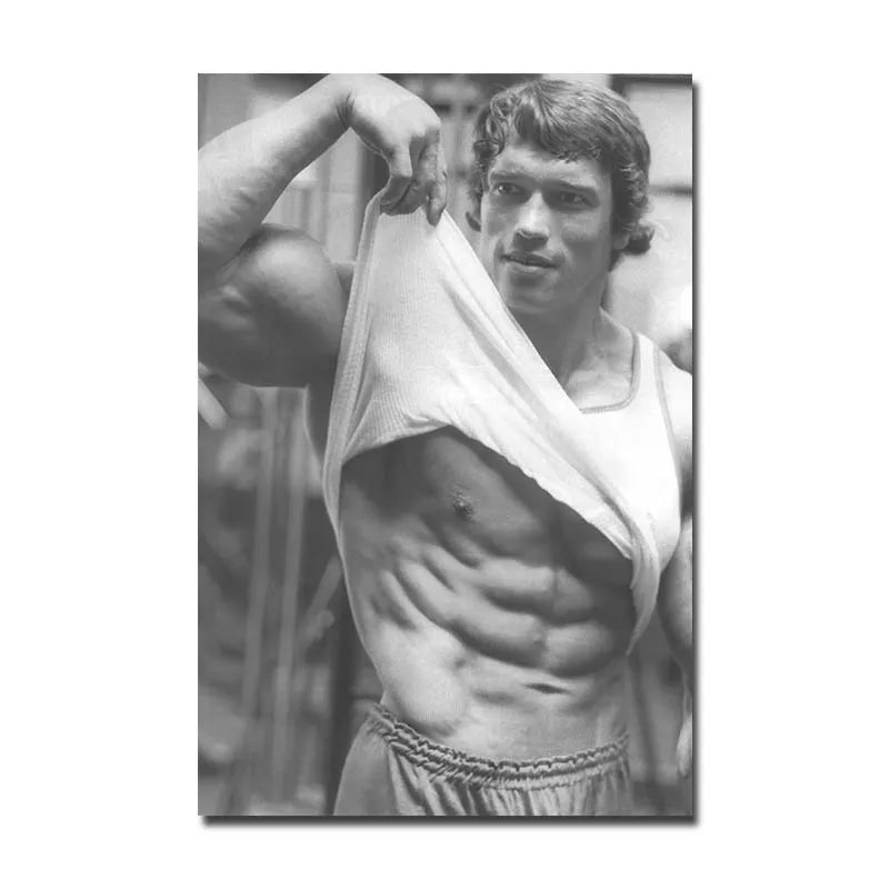 Arnold Schwarzenegger Bodybuilding Vintage Poster Canvas Art Print Black White Painting Gym Picture Modern Home Room Decoration