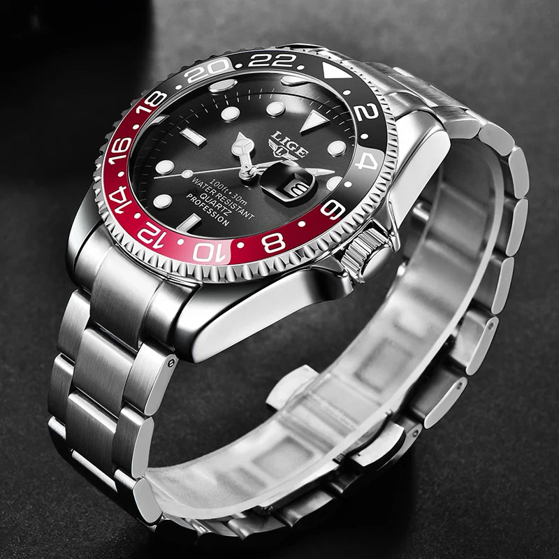 LIGE Luxury Stainless Steel Date Quartz Watch - LIGE 10051