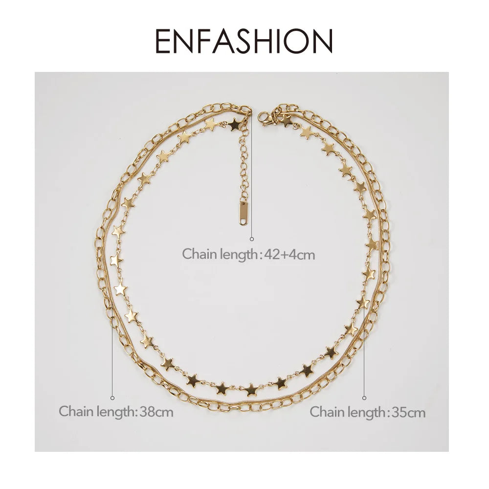 ENFASHION Boho Multi-layer Star Chain Choker Necklace