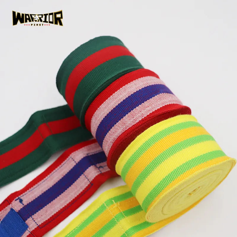 Colorful Stripe Pattern Boxing Hand Wraps: Hot Selling MMA Muay Thai Kickboxing Training Bandages