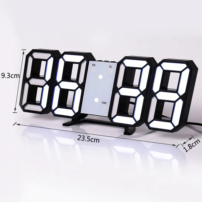 3D LED Digital Clock Wall Deco Glowing Night Mode Adjustable Electronic Table Clock Wall Clock Decoration Living Room LED Clock