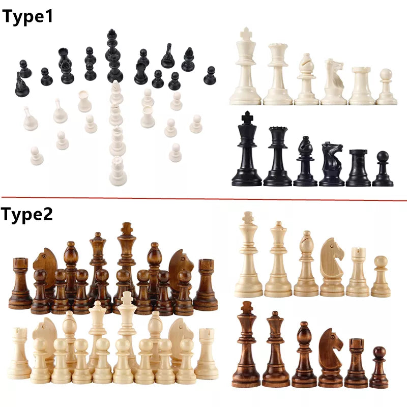 Medieval Chess Pieces: Wooden and Plastic Chessmen for International Word Chess Game