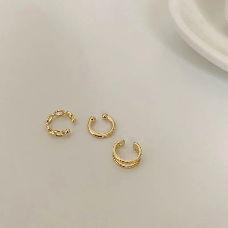 Gold Clip Earrings for Women, Non-Piercing Ear Cuff