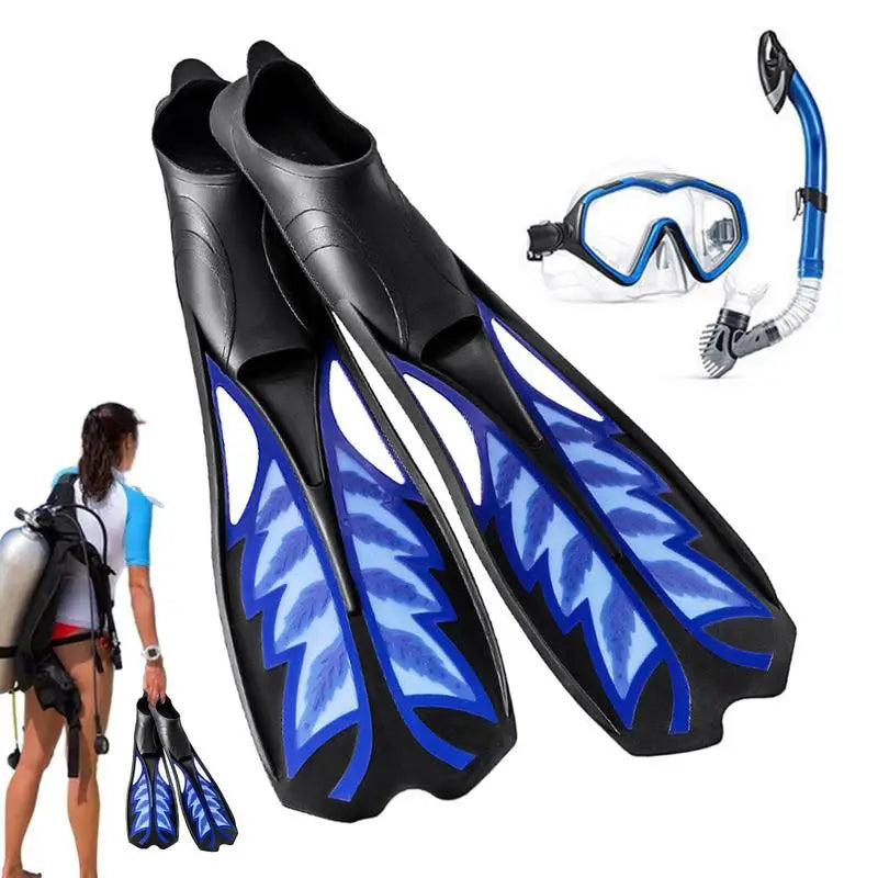 Snorkeling Fins Set Good Rebound With Adjustable Head Strap Long Flippers Leakproof Flexible Anti Slip Snorkeling Set With
