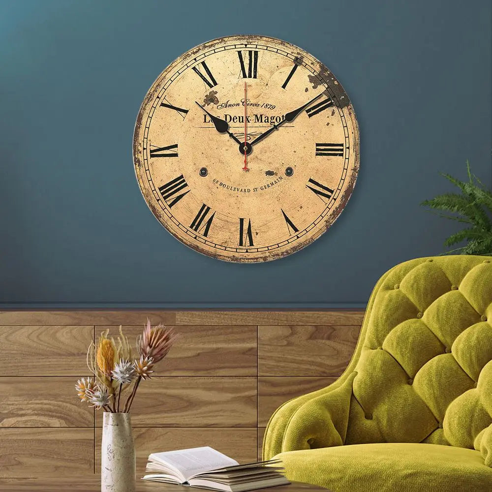 Vintage Style Clock Art Kitchen Minimalist Battery Powered Wall Clock Decorative Clocks Home Decor Hanging Watch